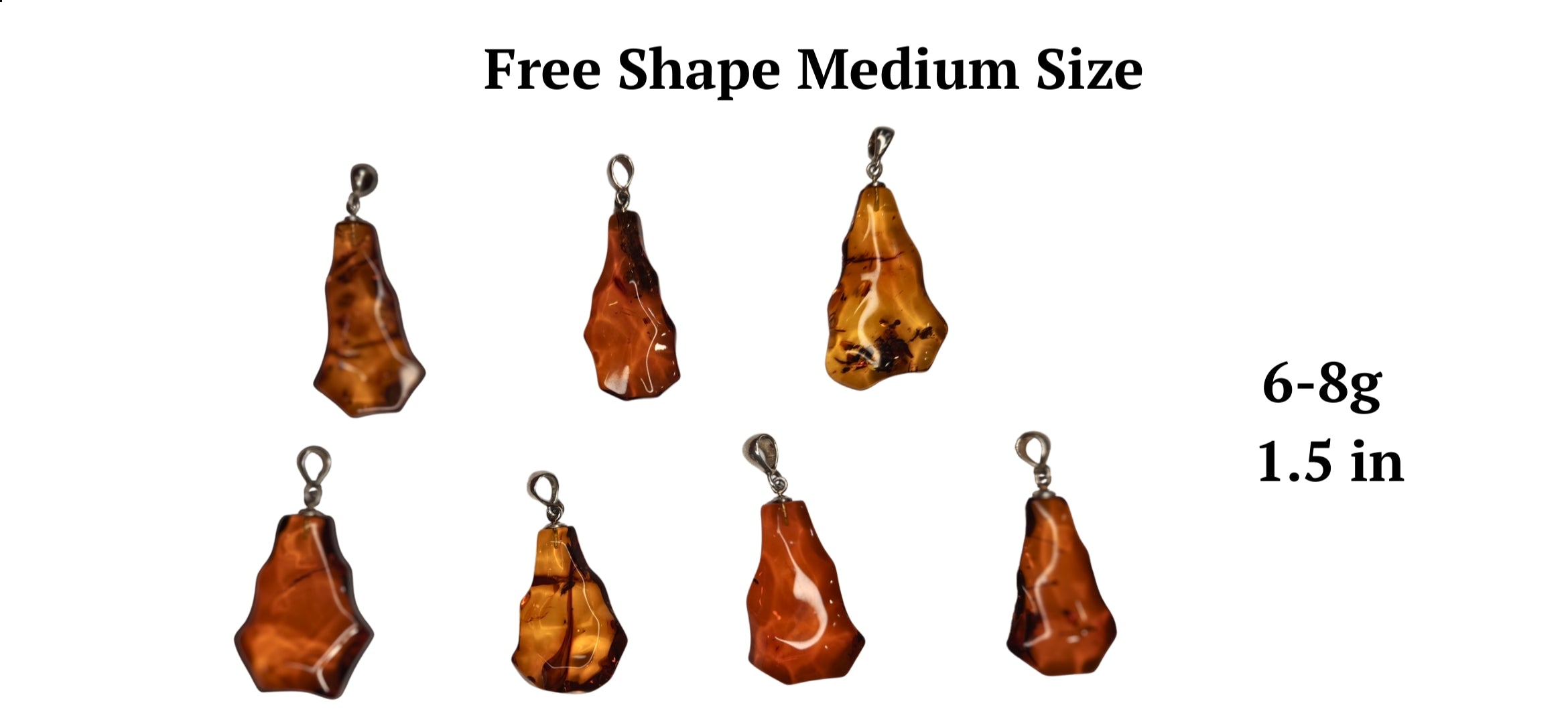 Baltic Amber and Stamped 925 Silver Free Shape Pendant M