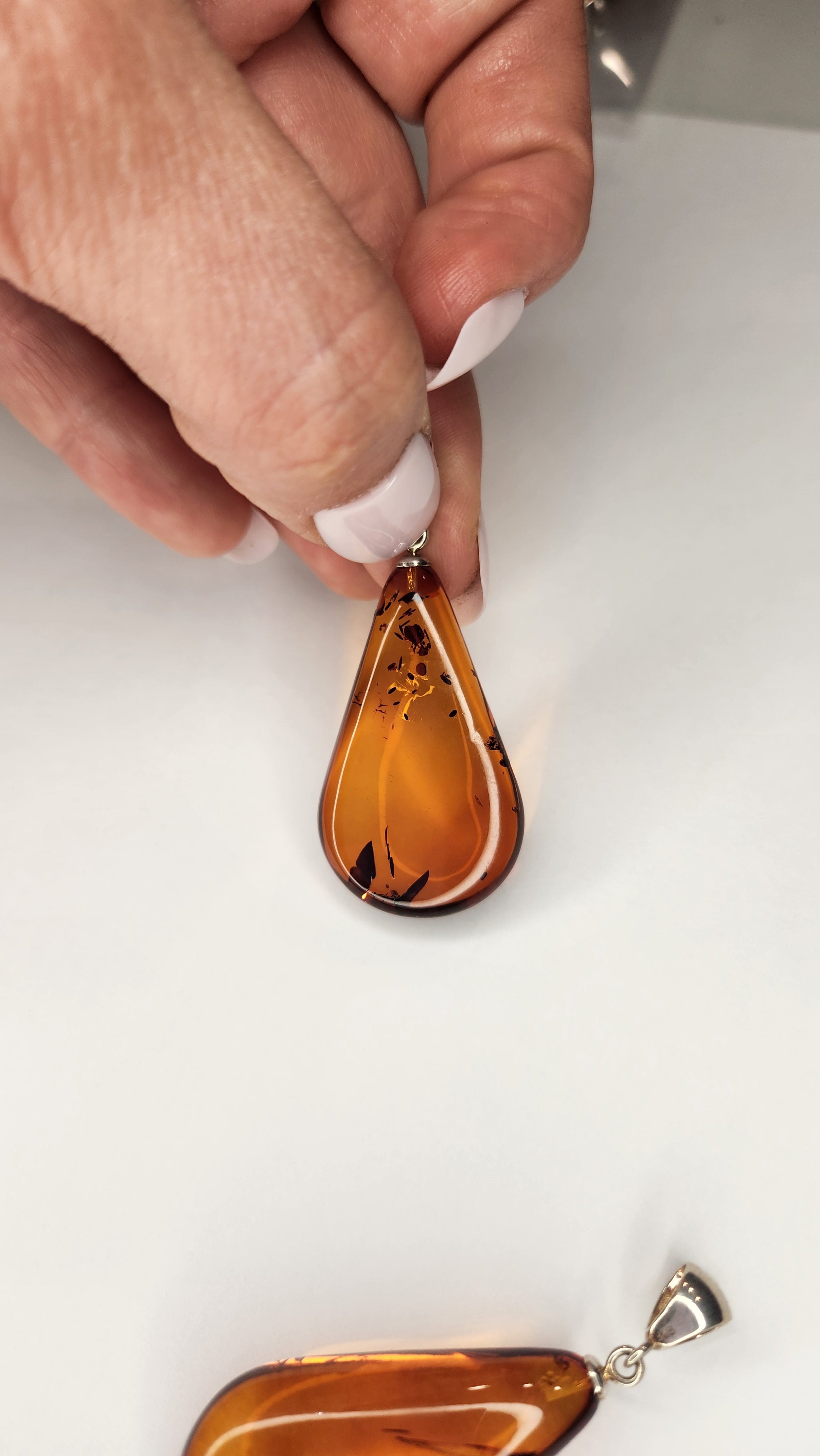Baltic Amber and Stamped 925 Silver Teardrop M