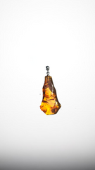 Baltic Amber and Stamped 925 Silver Free Shape Pendant M