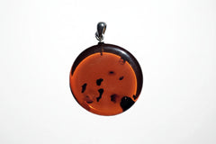 Baltic Amber and Stamped 925 Silver Round Pendant
