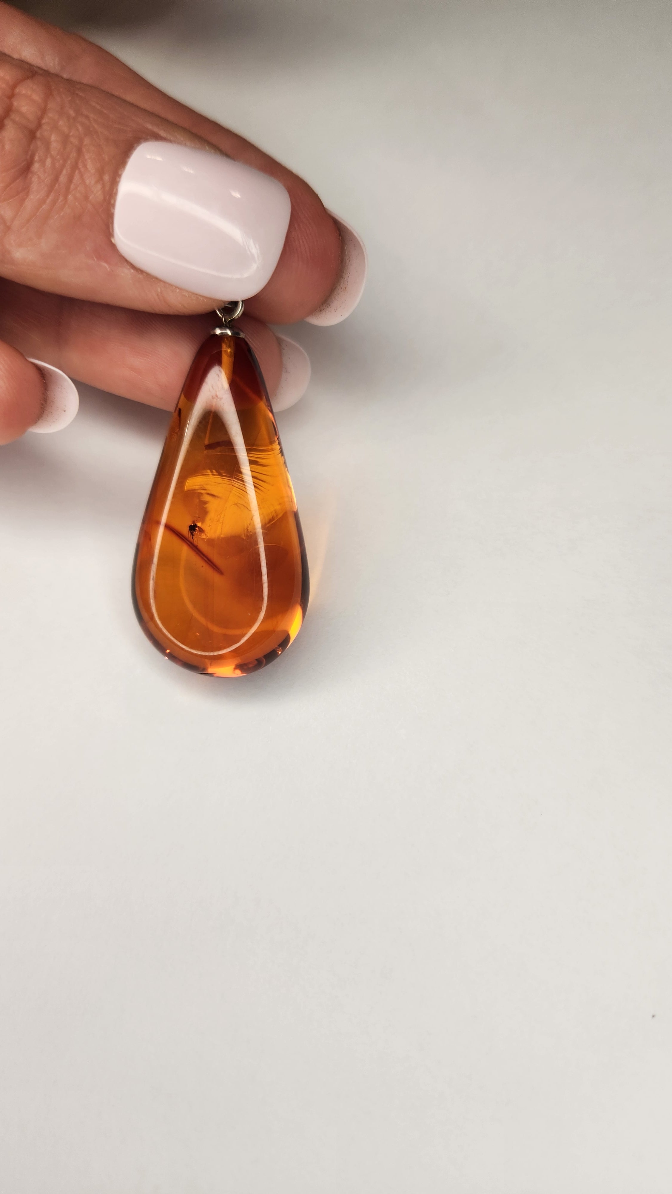 Baltic Amber and Stamped 925 Silver Teardrop M