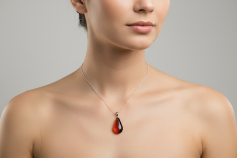 Baltic Amber and Stamped 925 Silver Teardrop M