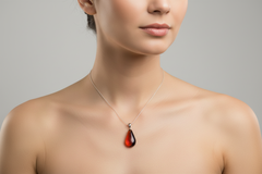 Baltic Amber and Stamped 925 Silver Teardrop M