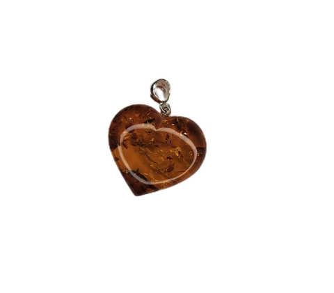 Premium Baltic Amber Heart Pendant (10g, 1.1")