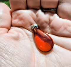 Baltic Amber and Stamped 925 Silver Small Teardrop Pendant S