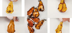 Baltic Amber and Stamped 925 Silver Free Shape Pendant M