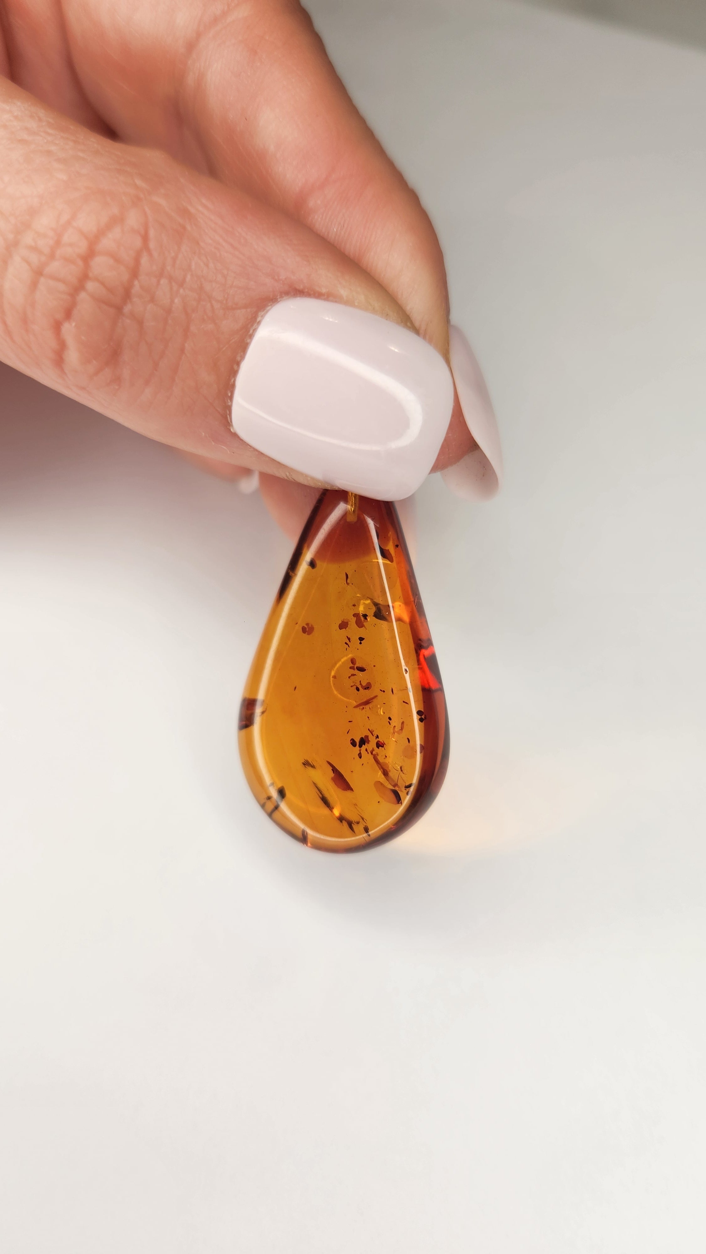 Baltic Amber and Stamped 925 Silver Teardrop M