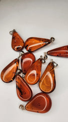 Baltic Amber and Stamped 925 Silver Teardrop M
