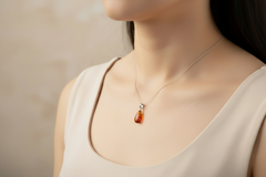 Baltic Amber and Stamped 925 Silver Small Teardrop Pendant S