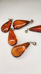 Baltic Amber and Stamped 925 Silver Teardrop M