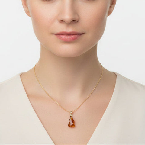 Amber Free Shape Small Pendant