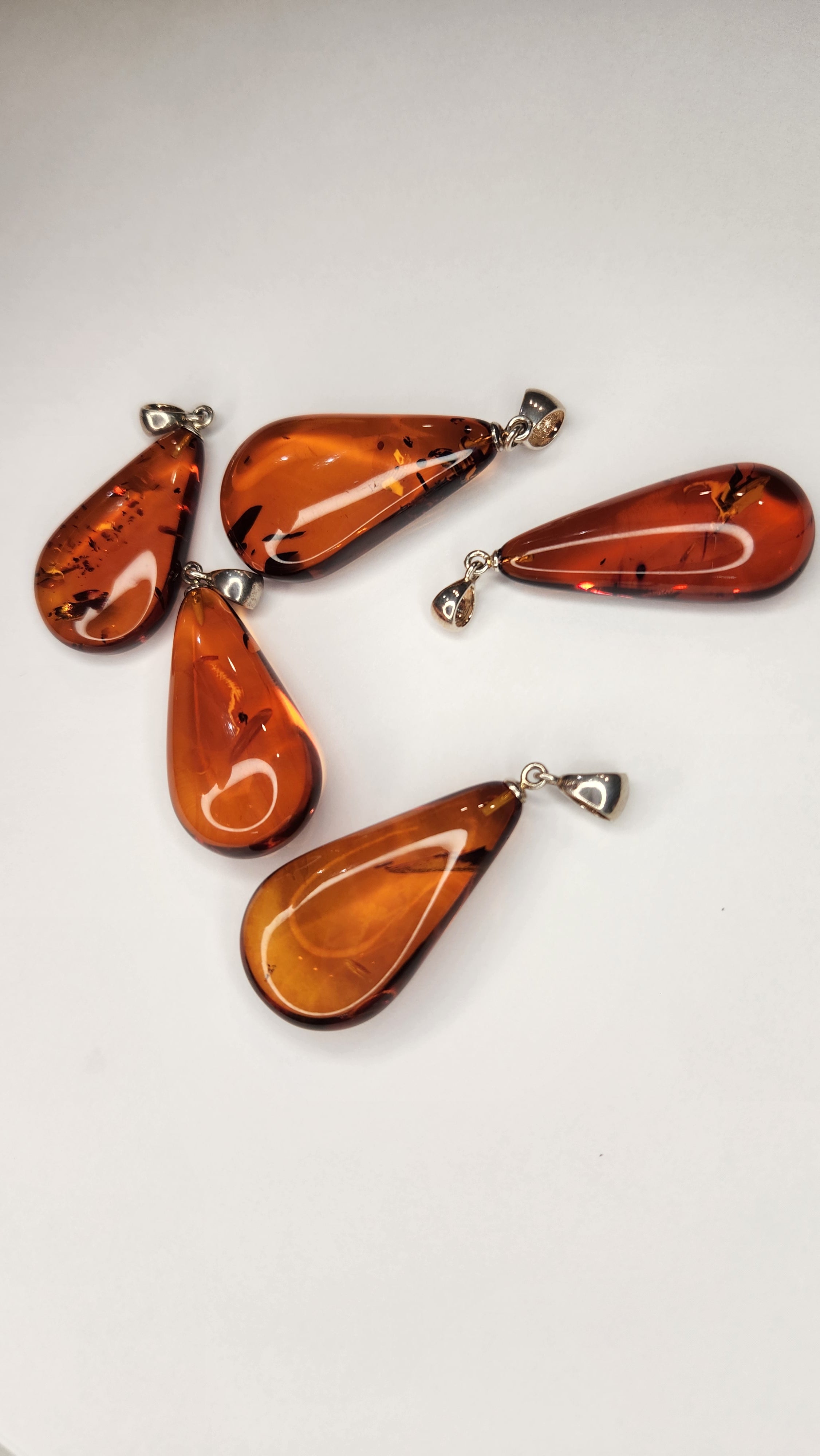 Baltic Amber and Stamped 925 Silver Teardrop M