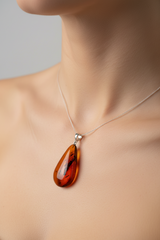Baltic Amber and Stamped 925 Silver Teardrop M